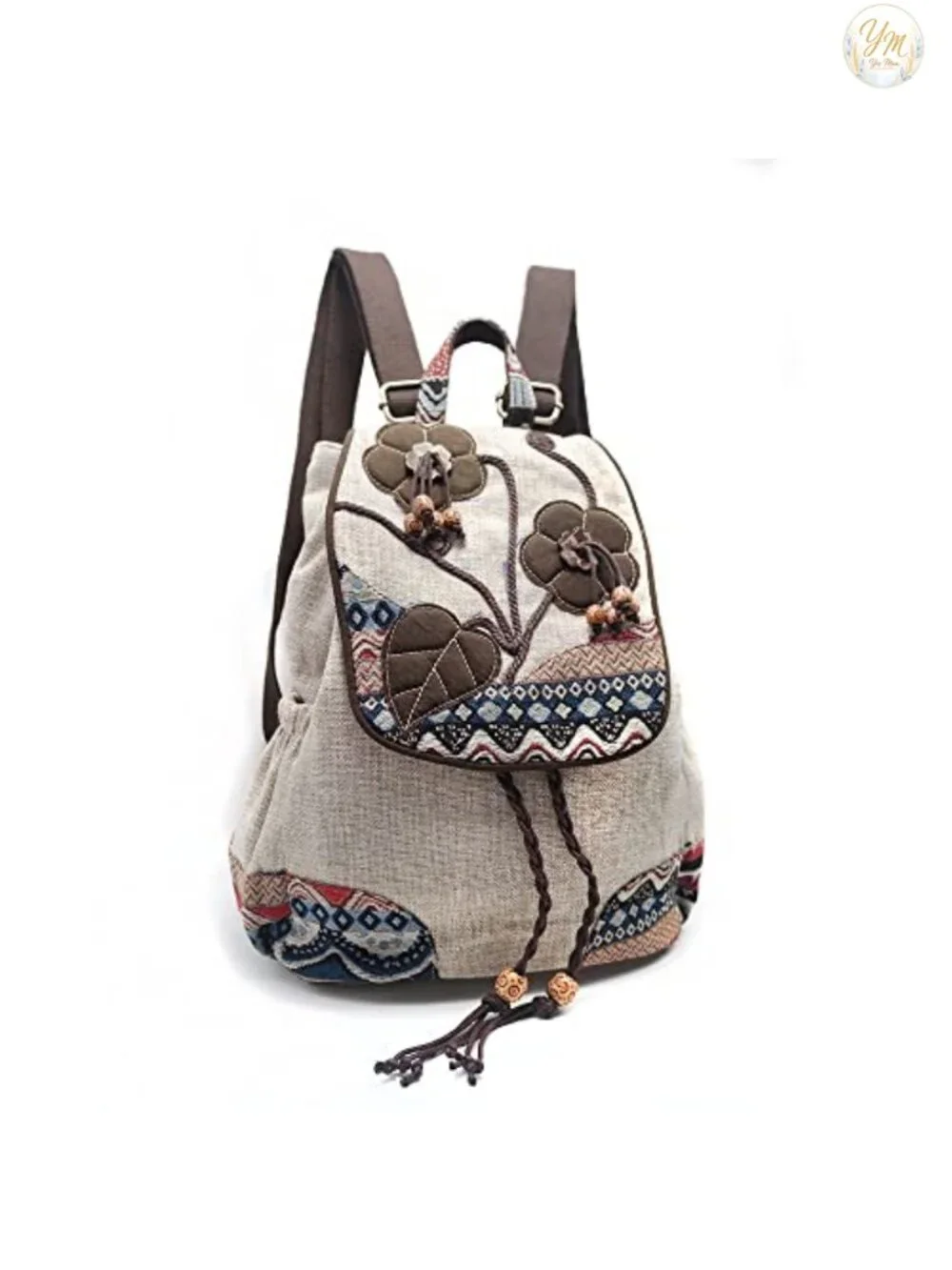 Vintage Bohemian Convertible Anti-Theft Canvas Drawstring Backpack Purse Women